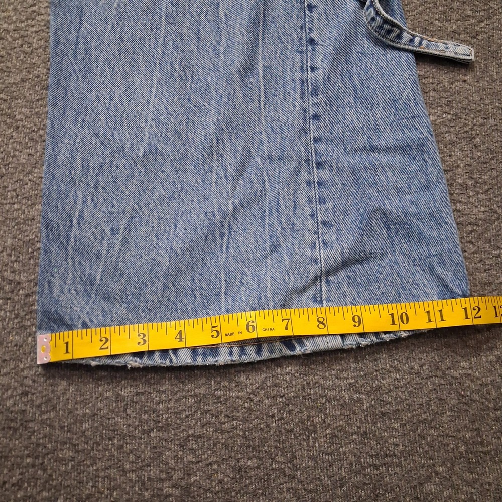 Zara Light Wash Blue Baggy Wide Leg Cargo Jeans Multi Pocket Straps Size 30 / 8 - Picture 8 of 14